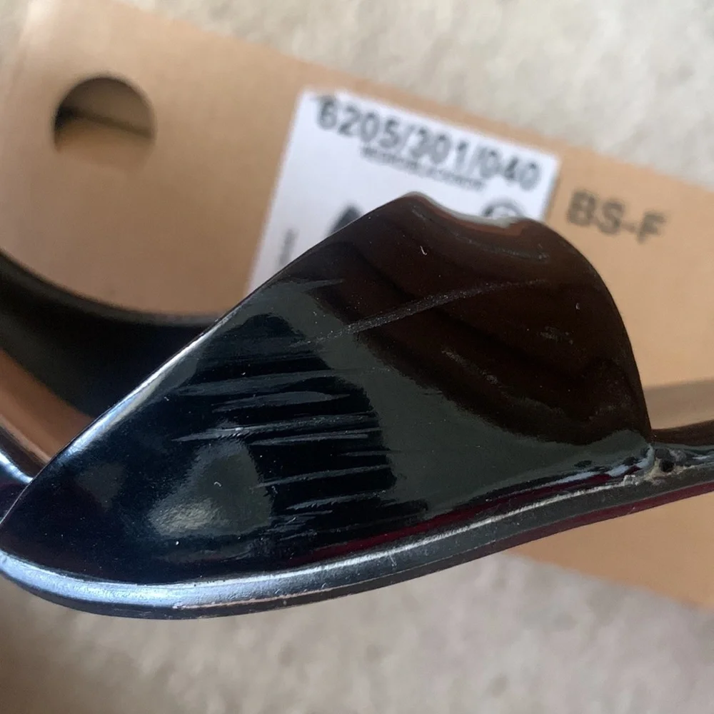 Zara Black Patent Leather Open-Toe Stiletto Heels